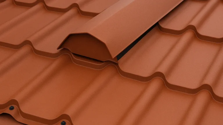 Panneaux d’imitation tuile en tôle acier avec faîtière ventilée et vis à rondelle EPDM — couverture légère type Tuile R