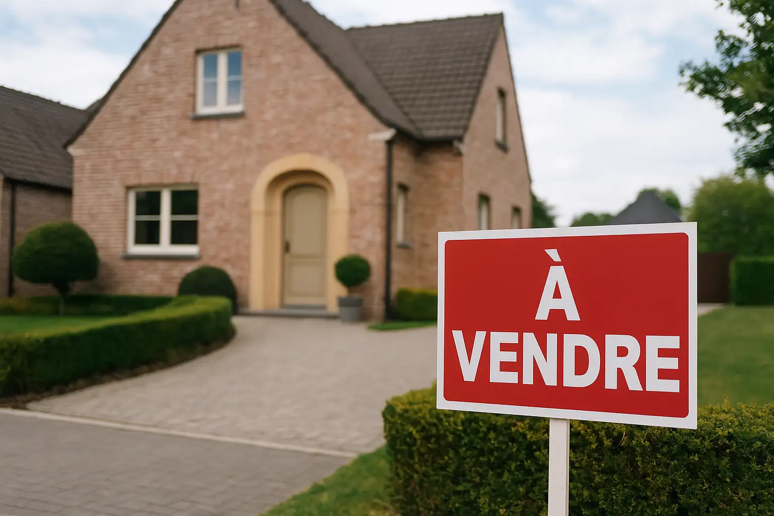 Maison moderne à vendre avec jardin et allée pavée — catégorie Immobilier du site Briqueterie Chimot.