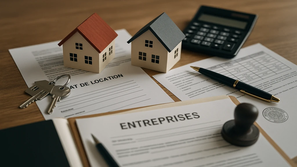 LMNP vs SCI : symboles d’immobilier et de fiscalité (maquettes de maisons, clés, contrat, calculatrice) illustrant la compatibilité LMNP, SCI IR et SCI IS