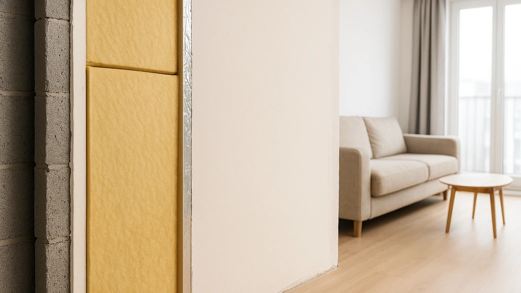 Pose d’une isolation intérieure mince sur un mur de pièce de vie, avec panneaux isolants fins permettant d’améliorer le confort thermique sans perdre de place à l’intérieur du logement.