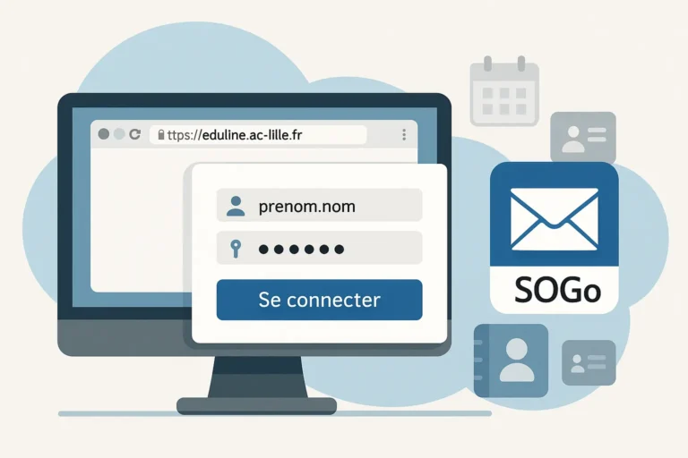 Interface de connexion au webmail SOGo Lille via le portail Eduline de l’Académie de Lille, accès à la messagerie académique