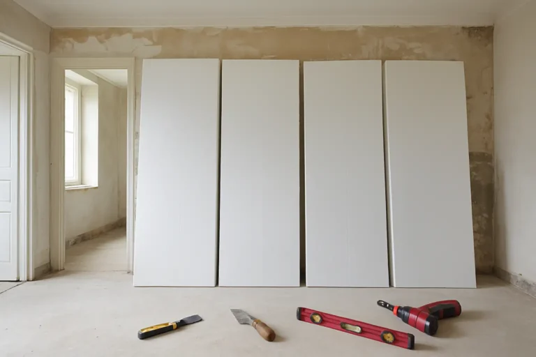 Panneaux de polystyrène pour isolation dans un chantier de rénovation de maison