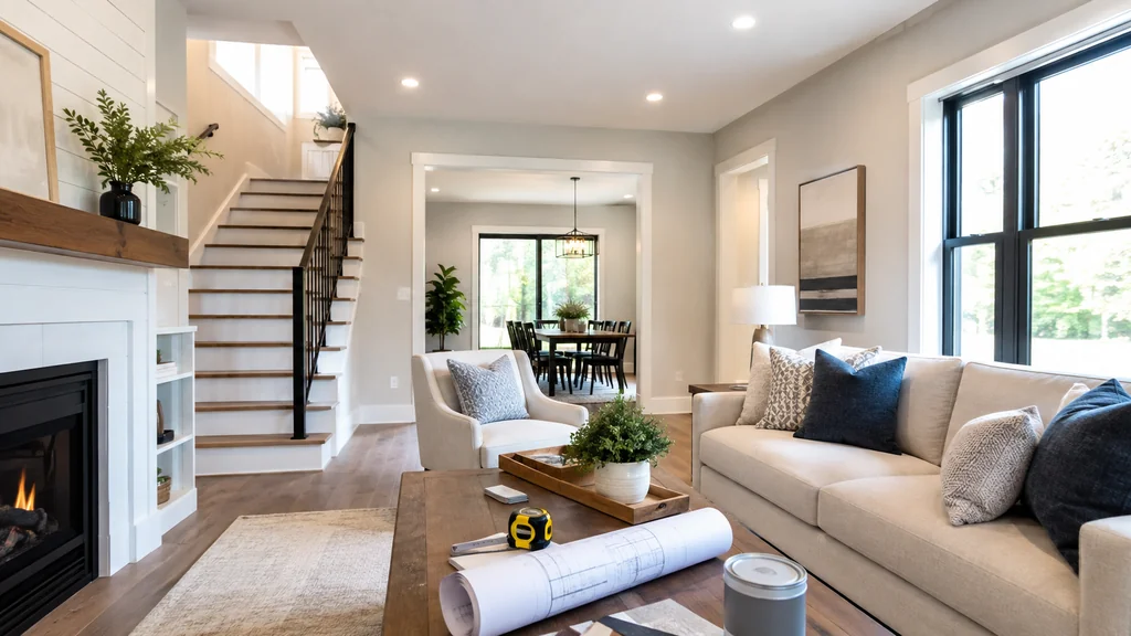 Quels travaux augmentent réellement la valeur d’une maison avant une vente ? 1 Salon rénové et modernisé pour augmenter la valeur d’une maison avant sa vente